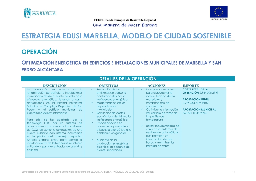 Optimización energética en edificios e instalaciones municipales de Marbella y San Pedro Alcántara