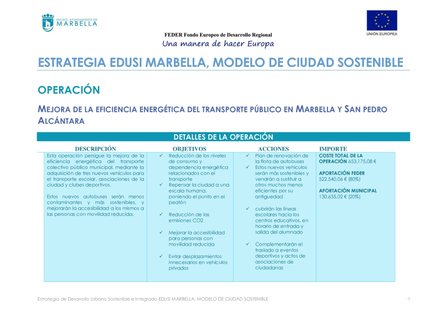 Mejora de la eficiencia energética del transporte público en Marbella y San Pedro Alcántara